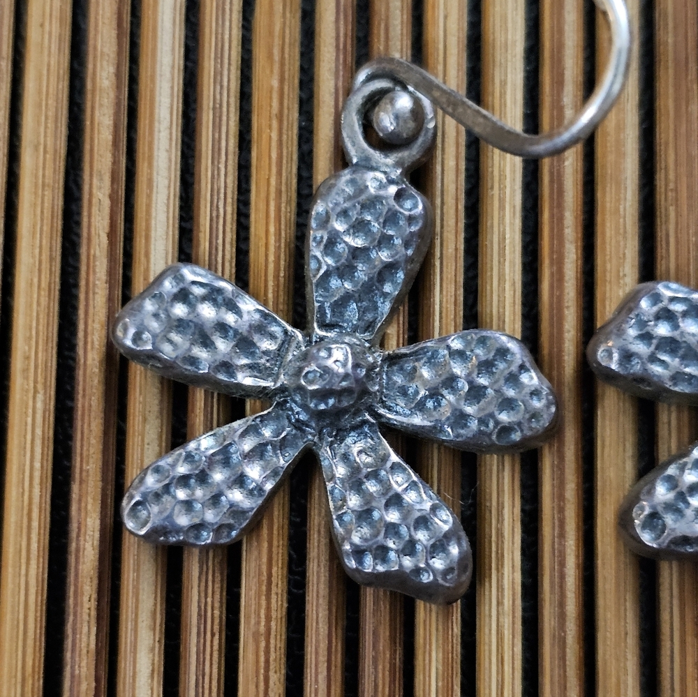 925 Silver Flower Dangle Earrings - image 2